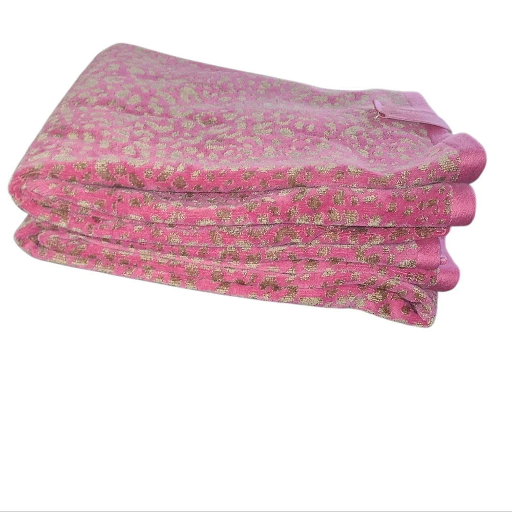 Juicy Couture Pink Leopard Print Towels - Set Of 2